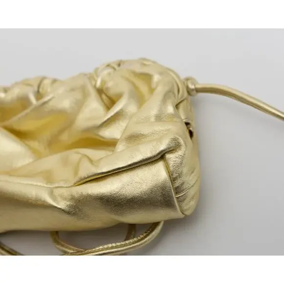Mansur Gavriel Mini Cloud Metallic Leather Clutch in Gold - Picture 7 of 10
